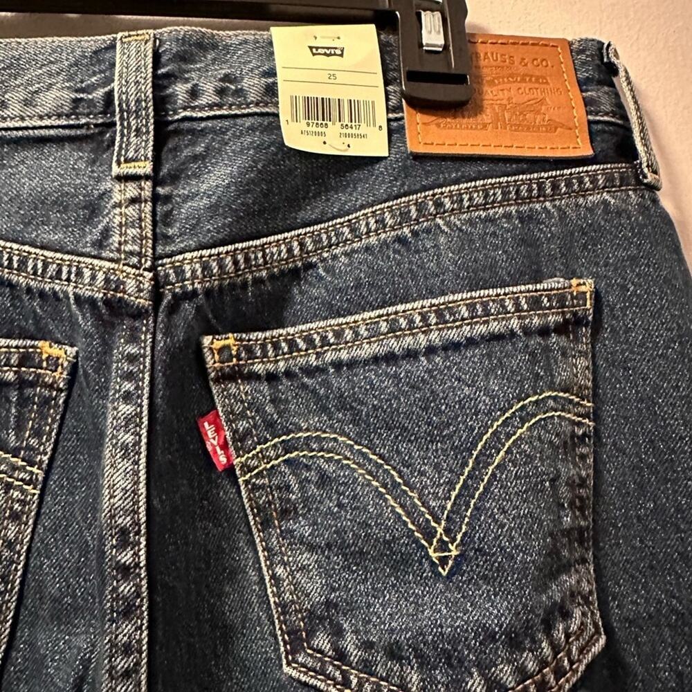 Levis Blue Denim Maxi Skirt size 25 slit in front - Picture 6 of 8